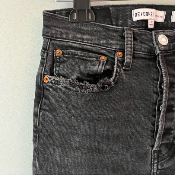 Re/Done Black Frayed Hem Denim, Sz 27 - Picture 4 of 10